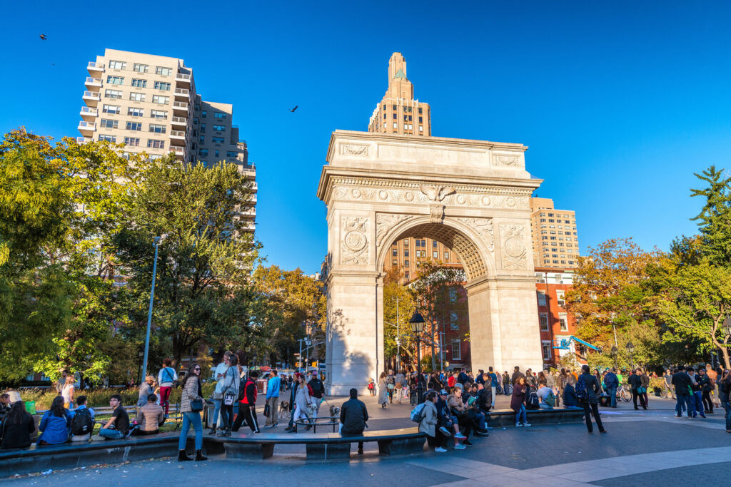 Students study in the USA at Central Park New York